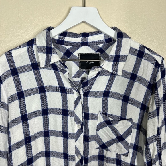 Rails Hunter Flannel Plaid Button Up Shirt White/Black/Blue Womens Size Medium - Picture 2 of 7